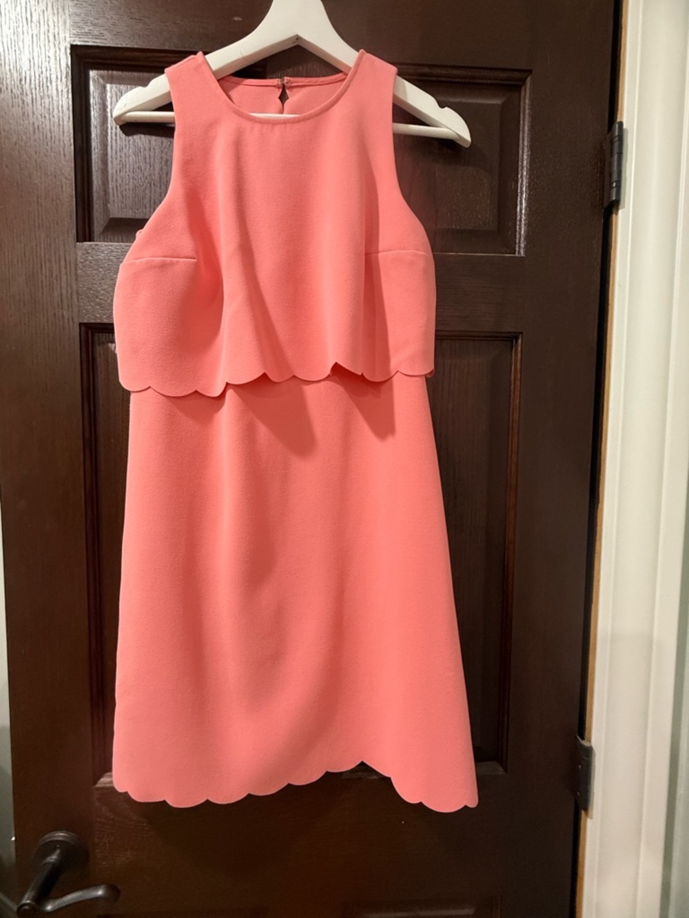 LOFT Coral Scalloped Midi Dress
